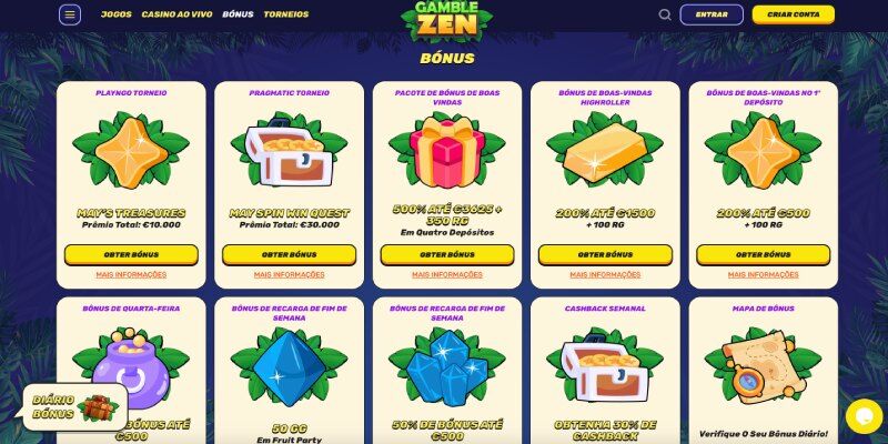 Ecrã promocional do casino GambleZen