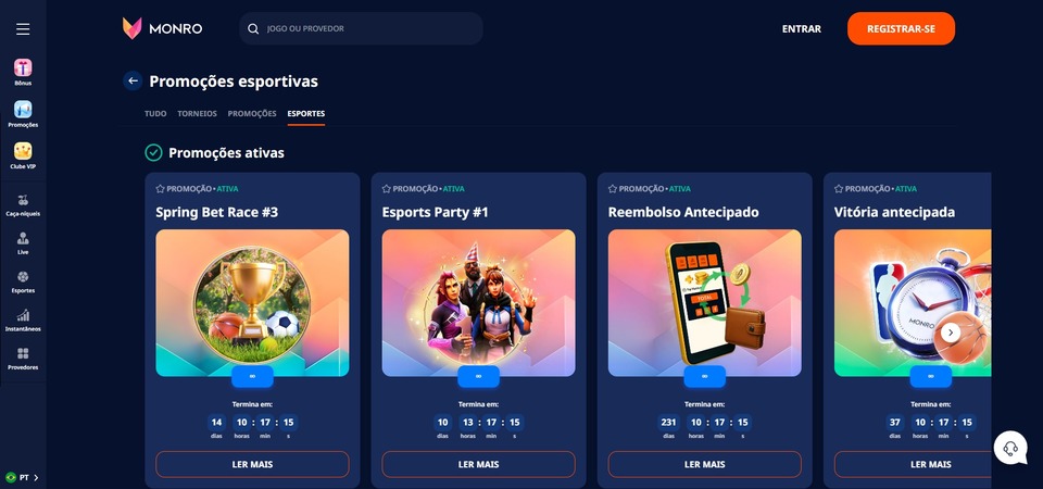 Captura de ecrã da página de promoções da Monro