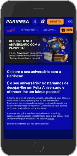 Ecrã bónus de aniversário da Paripesa