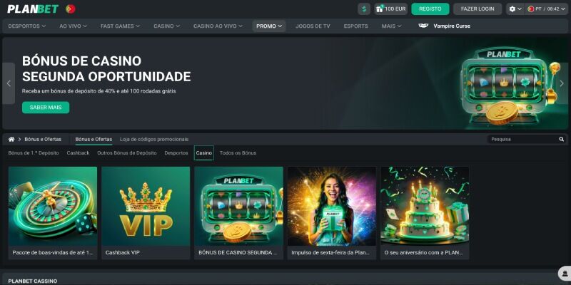 Ecrã promocional do casino Planbet
