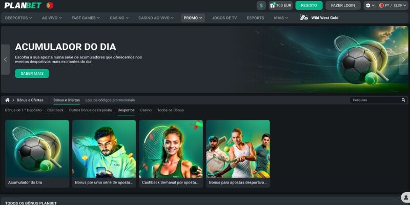 Ecrã promocional Planbet sports