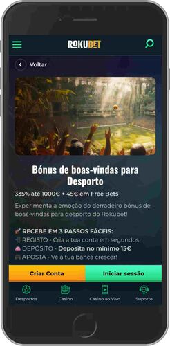 Ecrã bónus de boas-vindas do Rokubet Sports
