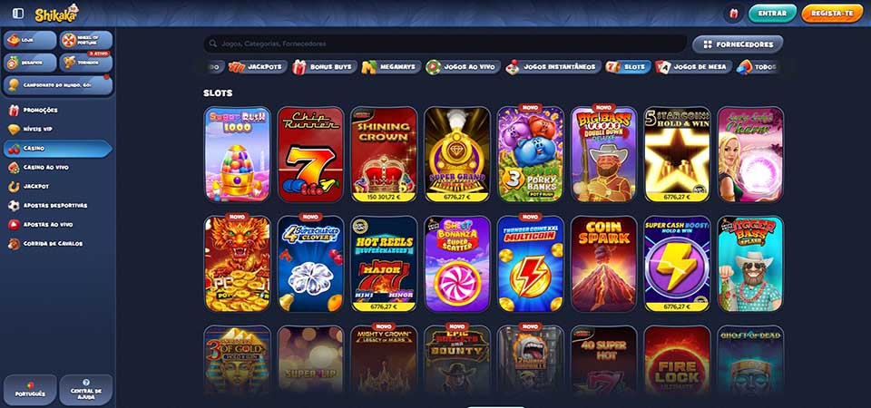 Captura de ecrã da página do casino Shikaka