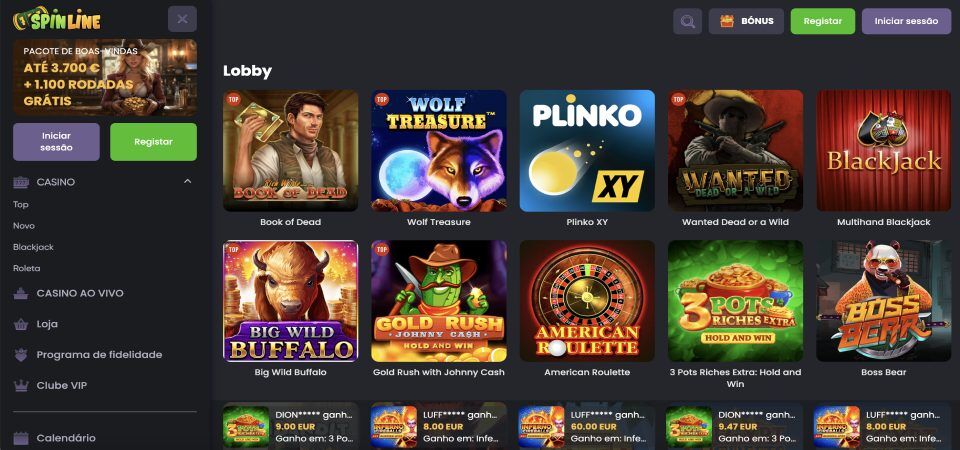 Ecrã promocional do casino BillyBets