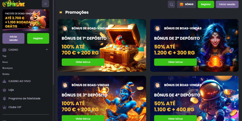 SpinLine Casino Bónus de Boas-Vindas captura de ecrã