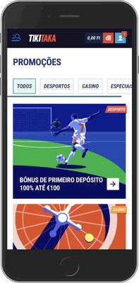 Captura de ecrã móvel da página promocional do TikiTaka