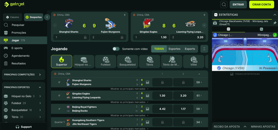 Captura de ecrã da página desportiva BetNjet
