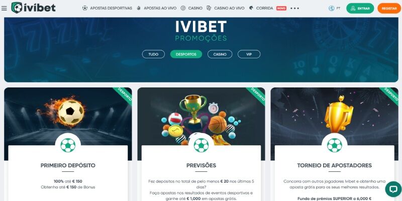 Ecrã promocional de desporto IviBet