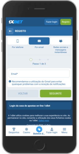 Imagem da etapa 1 do registo