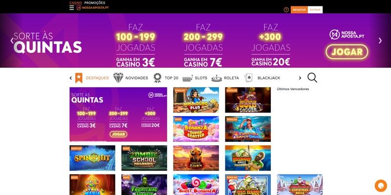 Captura de ecrã da página do casino no Nossa Aposta