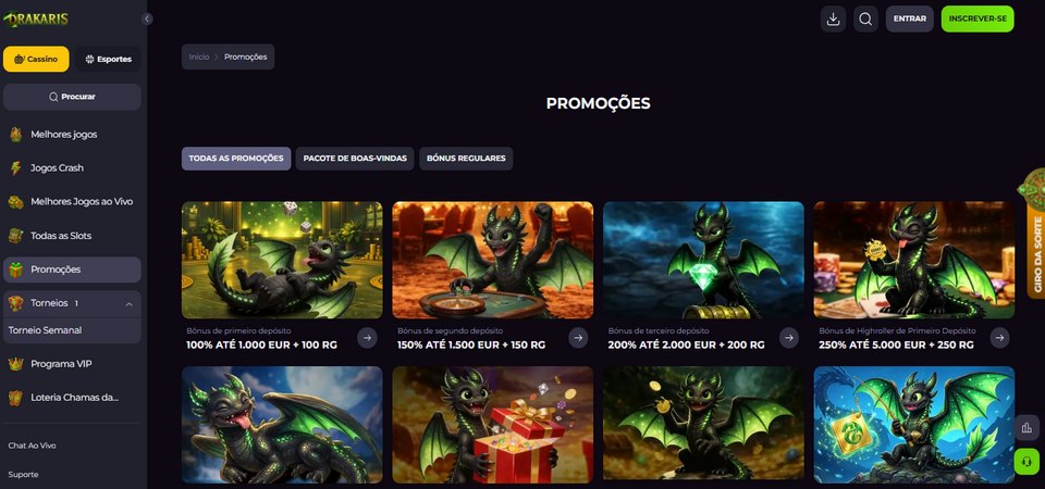 Captura de ecrã da página promocional do Drakaris