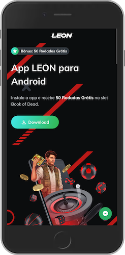 Captura de ecrã do telemóvel mostrando como baixar o aplicativo Leon Bet