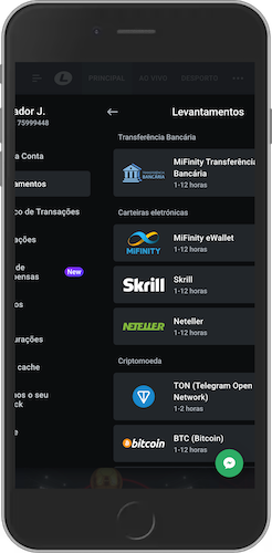 Captura de ecrã do telemóvel métodos de levantamento de Leon Bet