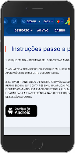 Captura de ecrã do telemóvel como instalar o Mostbet app Android