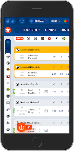 Captura de ecrã móvel da página de desporto ao vivo da Mostbet