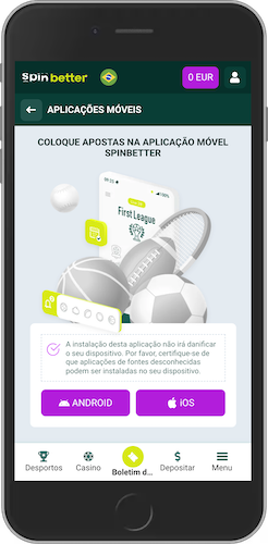 Captura de ecrã do telemóvel como fazer o download do Spinbetter app