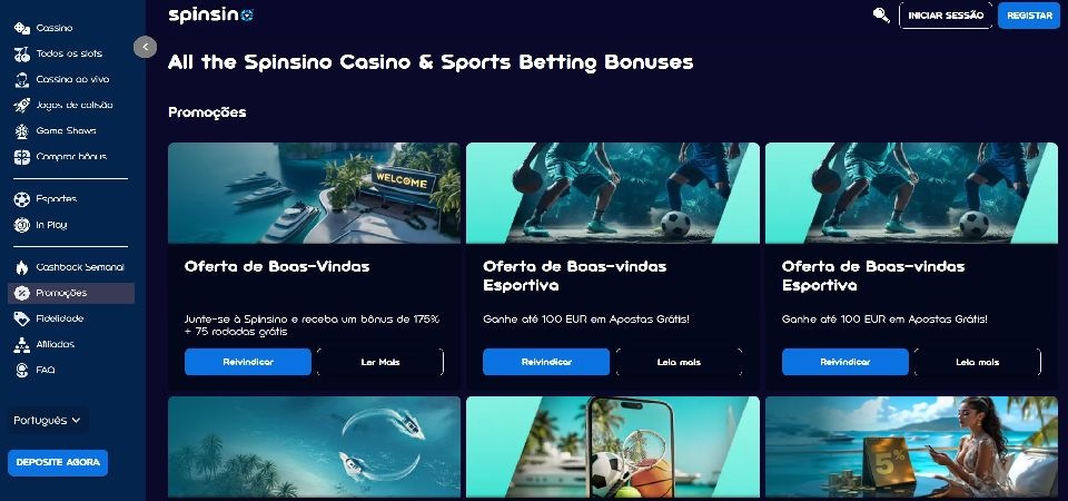Bónus e promoções Spinsino
