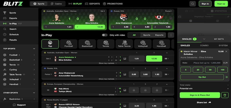 Captura de ecrã da página desportiva Blitz.bet