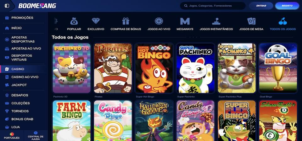 Captura de ecrã da página do casino Boomerang-bet.com