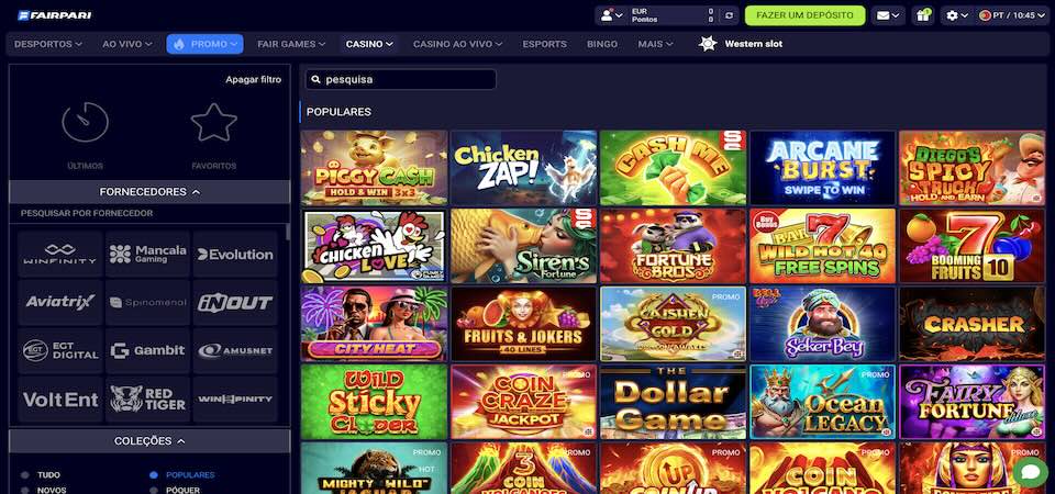 Captura de ecrã da página do casino FairPair