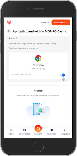 Captura de ecrã do telemóvel como instalar a aplicação Monro Android em etapas