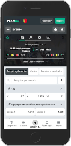 Captura de ecrã móvel da página de desporto ao vivo da Planbet