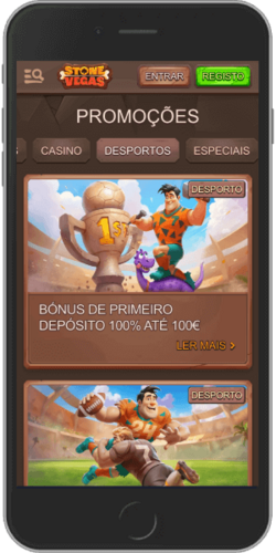 Captura de ecrã móvel da página de bónus da Stonevegas
