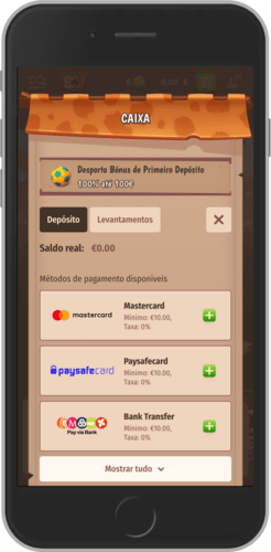 Captura de ecrã móvel da página da caixa da Stonevegas