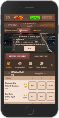 Captura de ecrã móvel da página de desporto em direto da Stonevegas