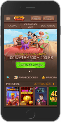 Captura de ecrã móvel da página principal da Stonevegas